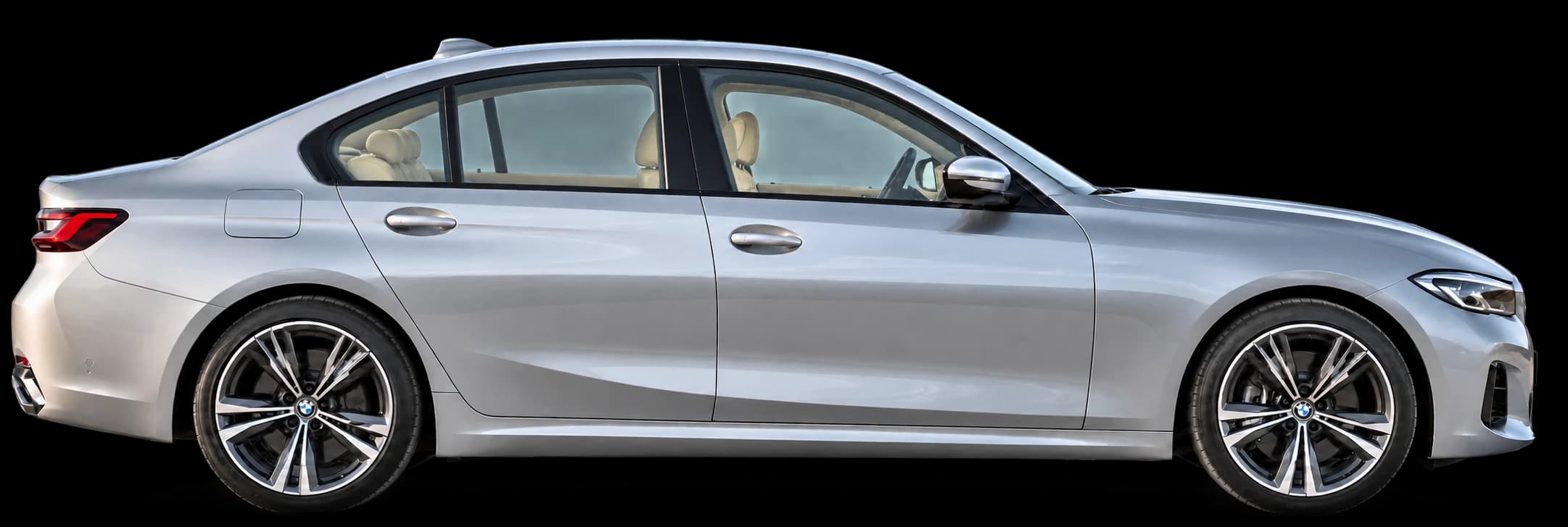 Silver sedan on a white background, with an illustrative window tint comparison